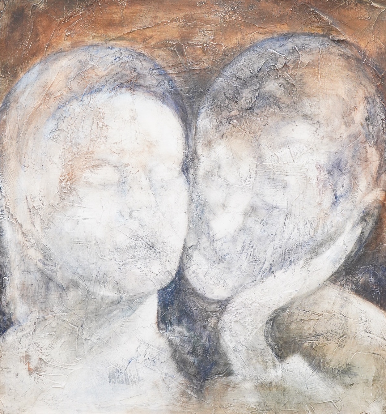 Jutta Wrobel (Contemporary), Study of two figures, monogrammed and dated '98, oil on board, 60 x 56cm